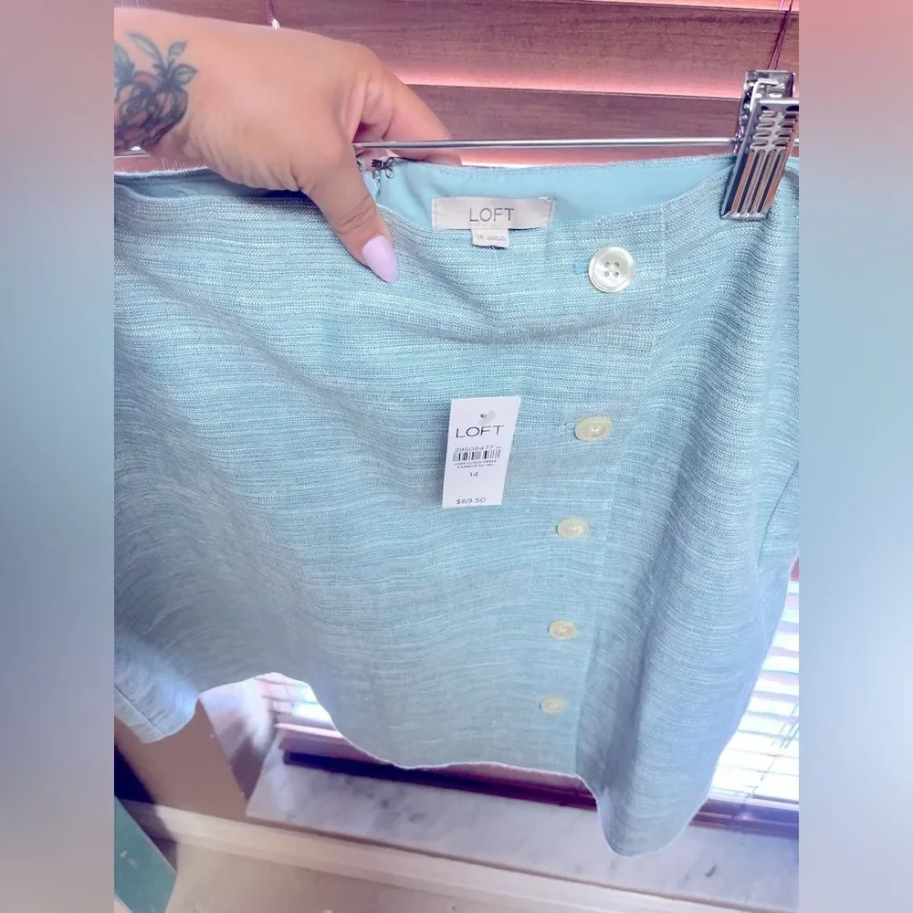 NWT LOFT Silver Straight Skirt Size‎ 14 Retro 70s Vibes